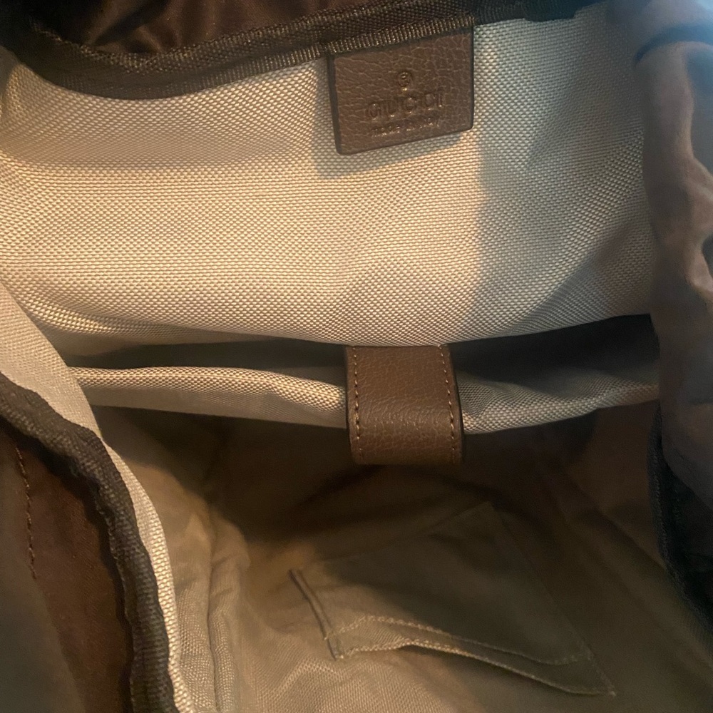 Gucci Monogram Backpack with Red and Green Stripes - Picture 7 of 9